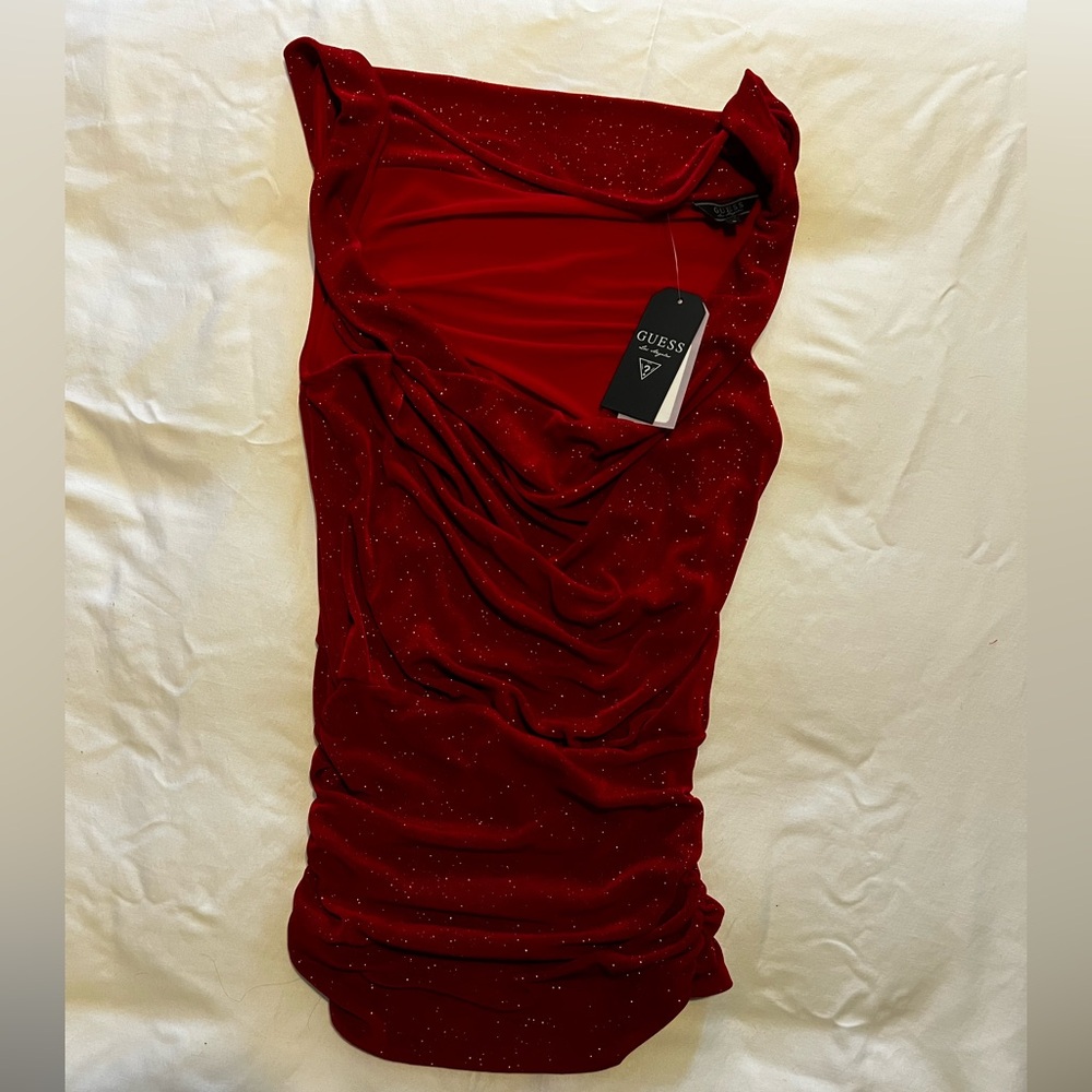 Guess Women’s Red Glitter Top